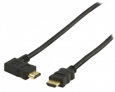 Cablu HDMI cu functie Ethernet 2m conectori drept si cotit 90 grade Valueline foto