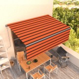 VidaXL Copertină retractabilă automat cu stor, portocaliu&amp;maro, 4x3 m