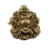 Statueta Feng Shui Buddha cu salba si pepita, 6cm, FS69