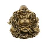 Statueta Feng Shui Buddha cu salba si pepita, 6cm, FS69