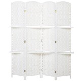 HOMCOM Paravan interior pliabil 4 panouri, cu rafturi, 160x170 cm, alb, lemn de pin