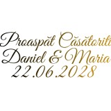 Sticker Auto Personalizat pentru Nunta , zProaspat Casatoriti, , Auriu, 60x30 cm