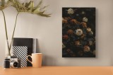 Tablou Canvas, "Flori misterioase &icirc;n amurg tomnatic", Flori, &Icirc;ntunecate, Texturate, Contrastante, Ruginite, Bogate, Sferice, 26 x 39 cm, CMCLASS
