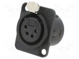 Conector XLR soclu mamă PIN 4 drept cu buton lipire neagră NEUTRIK