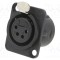 Conector XLR soclu mamă PIN 4 drept cu buton lipire neagră NEUTRIK