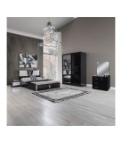 Dormitor Luis Negru cu Oglinda, Comoda cu Oglinda, Pat 160x200 cm, Sifonier 150x61x210 cm. Transport Gratuit