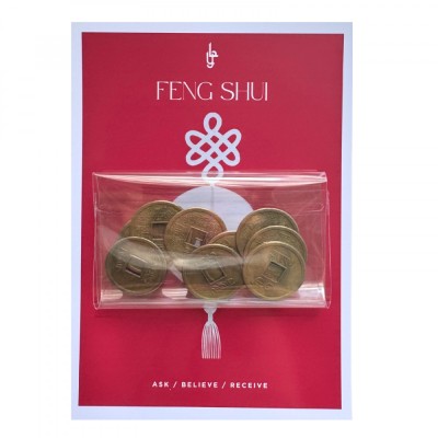 Set 10 monede chinezesti medii feng shui pentru noroc foto