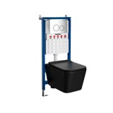Set WC suspendat Leziter Roya Tina 82CHR cu rezervor &icirc;ncastrat, negru