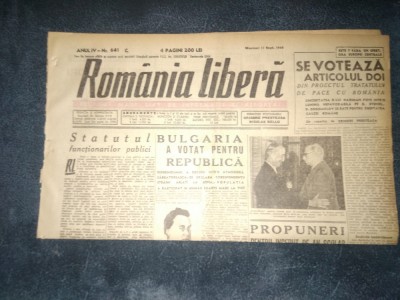 ZIAR ROMANIA LIBERA 11 SEPTEMBRIE 1946 foto