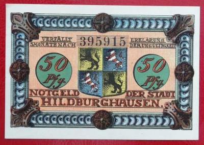 Germania notgeld 50 pfennig 1921 Hildburghausen ** foto