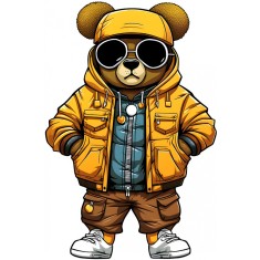 Sticker decorativ, Teddy Hip Hop, Galben, 90 cm, 1332STK-9