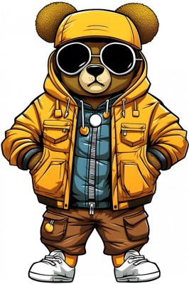 Sticker decorativ, Teddy Hip Hop, Galben, 90 cm, 1332STK-9 foto