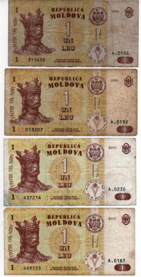 Bancnote 1 Leu - Republica Moldova, 2005, 2006, 2010 foto