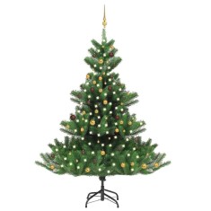 Pom Crăciun artificial brad Nordmann LED&amp;amp;globuri verde 240 cm foto