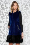 Vesta StarShinerS albastru-inchis elegant din blana ecologica captusit pe interior cu buzunare