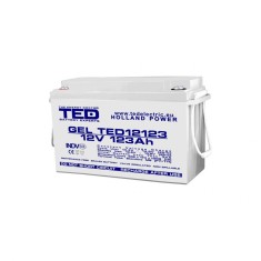 Acumulator 12V GEL Deep Cycle Solar, Dimensiuni 405 x 173 x 220 mm, Baterie 12V 123Ah M8, TED Electric TED003508