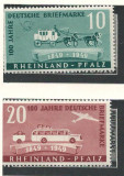 Rheinland Pfalz, Zona Franceza 1949 Mi 49/50 MNH - 100 de ani de timbre, Nestampilat