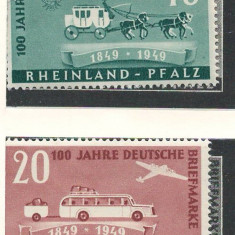 Rheinland Pfalz, Zona Franceza 1949 Mi 49/50 MNH - 100 de ani de timbre