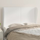 Cumpara ieftin Tăblie de pat cu aripioare, alb, 147x23x118/128 cm, piele eco