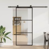 VidaXL Ușă glisantă cu set de feronerie neagră 90x205 cm Sticlă ESG