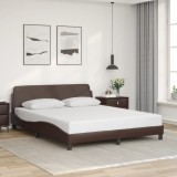 VidaXL Cadru de pat cu tăblie, maro, 160x200 cm, piele ecologică 373220