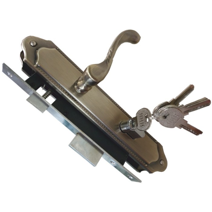 Broasca completa pe butuc, gri-antic, 5 chei, 85 x40 mm