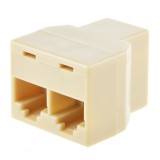 Splitter RJ45, 1 Mama - 2 Mama, Adaptor Y, Multiplicator Porturi Retea 8P8C, Bej