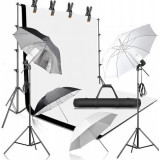 Kit studio 4 umbrele,suport fundal + 2 panze + accesorii Andoer 2 x bec 150W