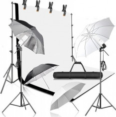 Kit studio 4 umbrele,suport fundal + 2 panze + accesorii Andoer foto