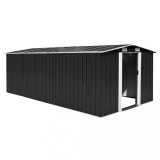 Cumpara ieftin Magazie Sopron de Gradina, 257x489x181 cm, Metalica, Usi Glisante, 4 Guri Aerisire, Culoare Gri Antracit