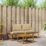 vidaXL Set de canapea 3 pcs natural Lemn de acacia solid și poliester 3366946