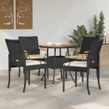 vidaXL Scaune de grădină cu pernă 4 pcs Negru și Alb crem 42025885