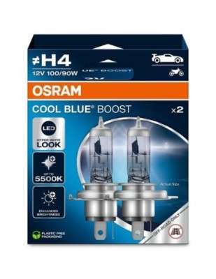 Set 2 becuri auto H4 12V 100/90W, Osram Cool Blue Boost, 5000K foto