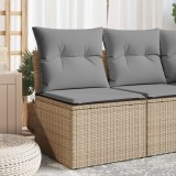 VidaXL Canapea de grădină fără cotiere, cu perne, bej, poliratan 366085