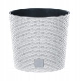 Cumpara ieftin Ghiveci decorativ Prosperplast Rato Round, alb, rotund, 20x19 cm, 5L/4L, gradina, balcon, terasa