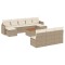 Set canapele de gradina cu perne, 11 piese, bej, poliratan