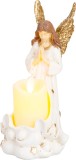 Dekor&aacute;cia MagicHome, Anjel so sviečkou, LED, polyresin, na hrob, 10,5x14x20 cm
