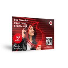 Cartela Prepay Vodafone, credit 5 Euro, cartela sim cu numar