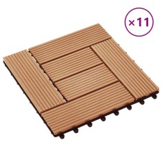 vidaXL Plăci de pardoseală 11 buc, culoare tec, 30 x 30 cm, WPC, 1 mp