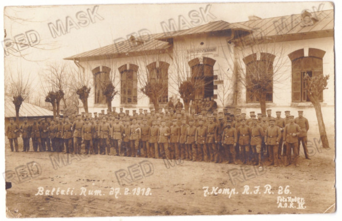 3322 - BALTATI Iasi Scoala Primara Mixta - old postcard real PHOTO - unused 1918