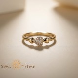 Inel Inima Delicata , Inel placat cu aur 14K cu zirconia albe