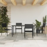 Cumpara ieftin Set mobilier de grădină, 5 piese, negru, poliratan și oțel