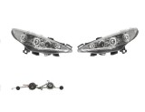 Set faruri tuning PEUGEOT 207 (W ), 05.2006-12.2013, Taiwan, partea stanga+dreapta, tip bec H1+H1; manual; transparent, argintiu;