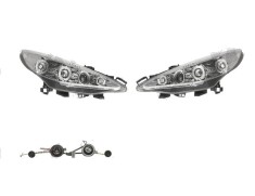 Set faruri tuning PEUGEOT 207 (W ), 05.2006-12.2013, Taiwan, partea stanga+dreapta, tip bec H1+H1; manual; transparent, argintiu;