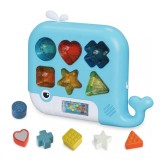 Jucarie educativa balena cu sortator de forme, lumini si sunete, joc interactiv pentru bebelusi