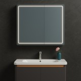 Oglinda LED cu Dulap de Baie si Lavoar Suspendat, 80x60 cm, Design Modern, Iluminare Integrata ModernLight Concept