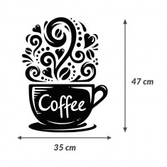 Sticker Autocolant Decorativ Perete Cafea, 47?35 cm, Negru, Oracal foto