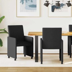 vidaXL Scaune de dining cu roata 2 pcs Negru 57 x 66 x 94 cm țesătură 42017809