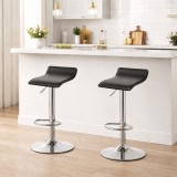 Cumpara ieftin Set 2 scaune de bucatarie/bar, Artool, Fort, rotativ, piele ecologica neagra, picior metal argintiu, 38x39x63-84 cm