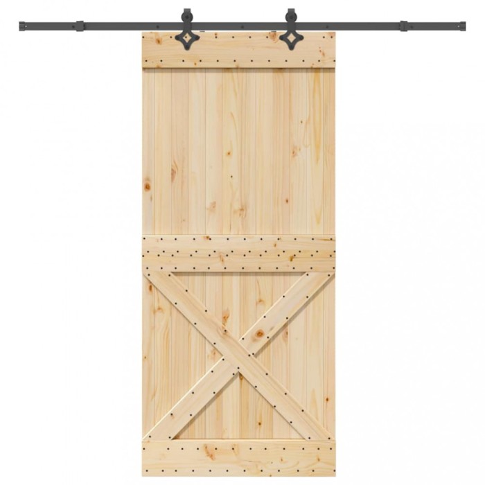 vidaXL Ușă glisantă cu set feronerie, 100x210 cm, lemn masiv de pin 3332783